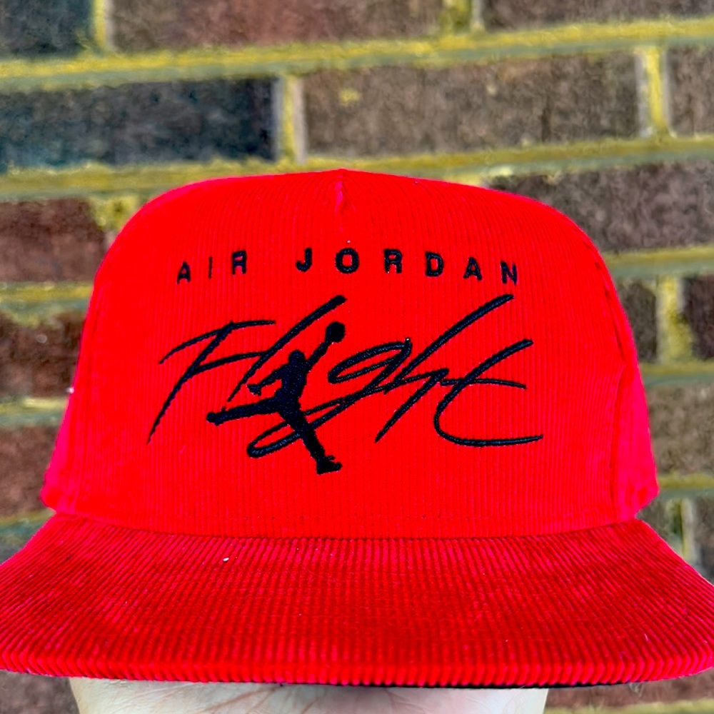 Red Corduroy Air Jordan Flight Strapback Hat